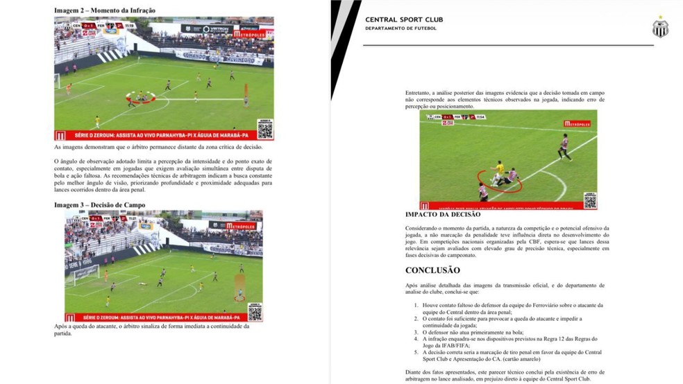 Relatório técnico apresentado na representação na CBF