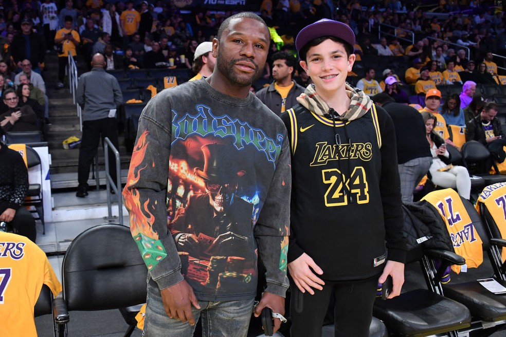 Floyd Mayweather em Lakers x Jazz — Foto: Getty Images
