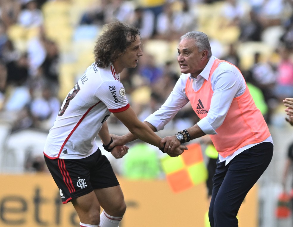 David Luiz vai até Tite para comemorar gol em Vasco x Flamengo