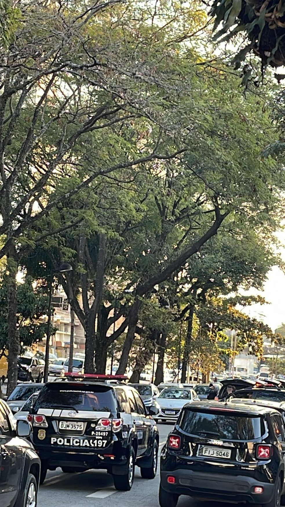 Carros de Polícia no Parque São Jorge, sede do Corinthians