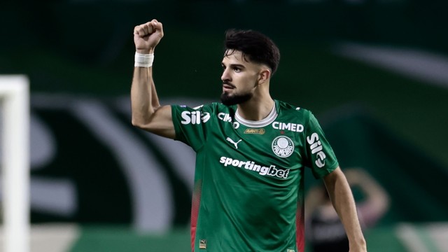 Flaco López comemora gol do Palmeiras sobre o Santos