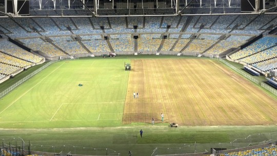Maracanã passa por manutenção do gramado durante pausa do futebol - Foto: (Reprodução/Redes Sociais)