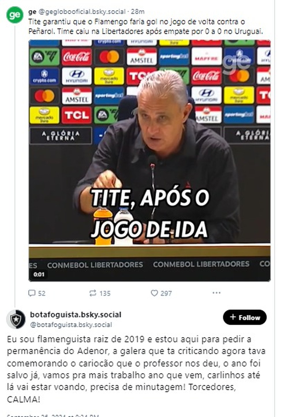 Eliminação do Flamengo rende zoações nas redes sociais — Foto: Reprodução