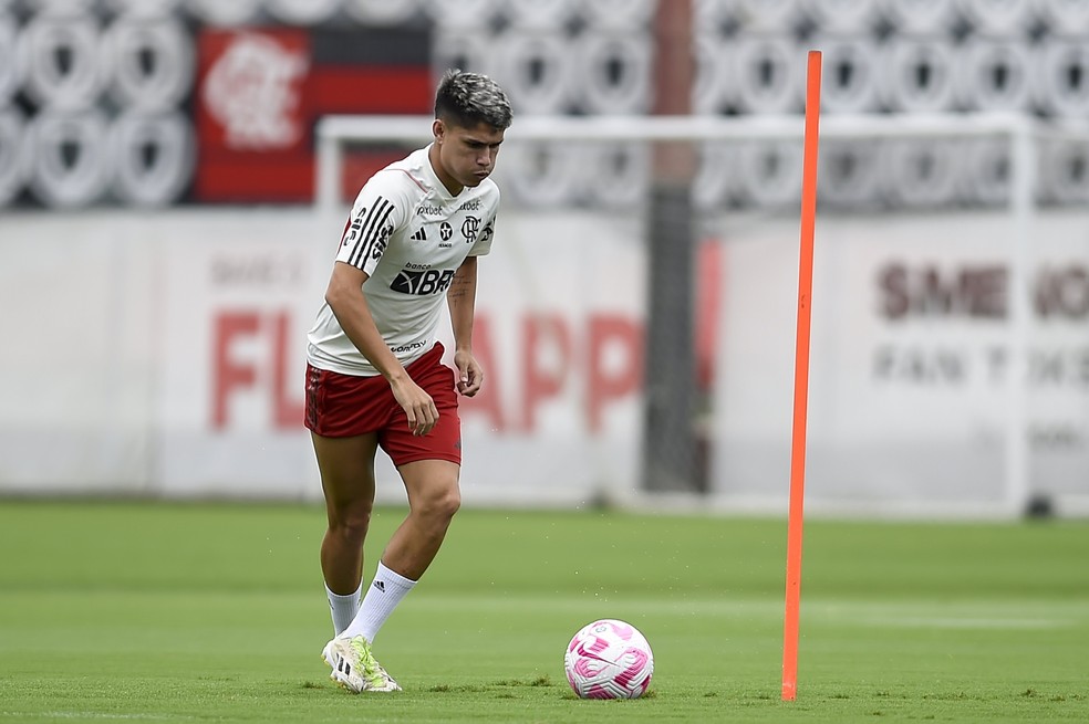 Luiz Araújo no treino do Flamengo — Foto: Marcelo Cortes / CRF