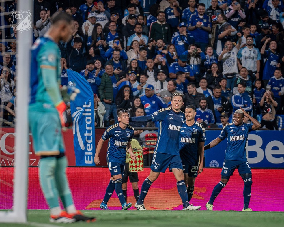 Millonarios venceu o Fortaleza-COL antes de encarar o Flamengo — Foto: Divulgação / Millonarios