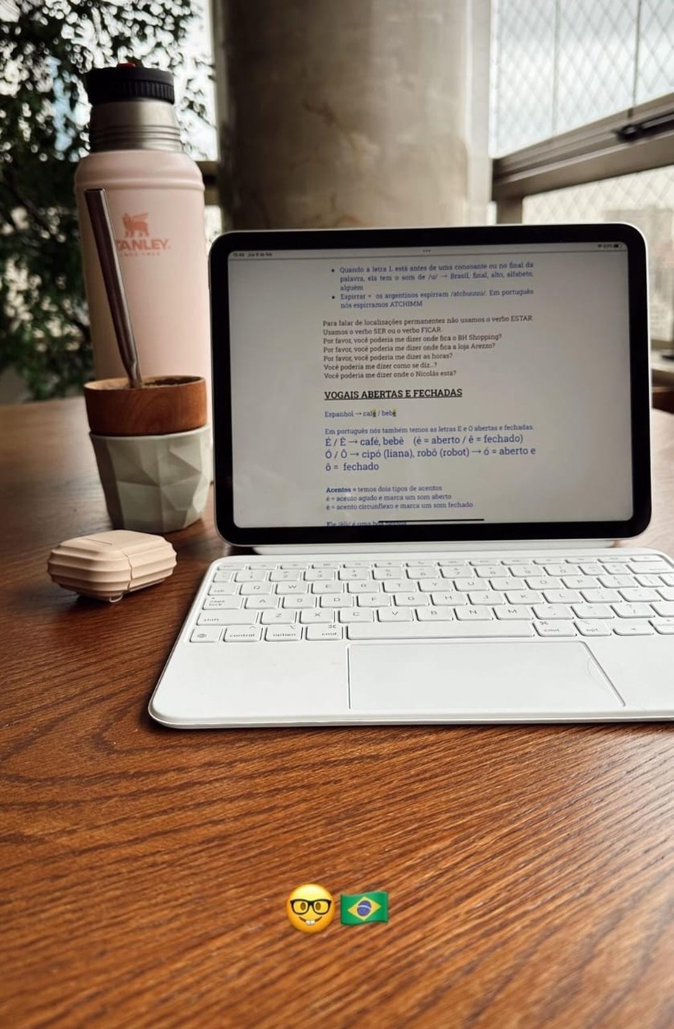 Esposa de Larcamón posta foto de aula de português — Foto: Reprodução/ Instagram