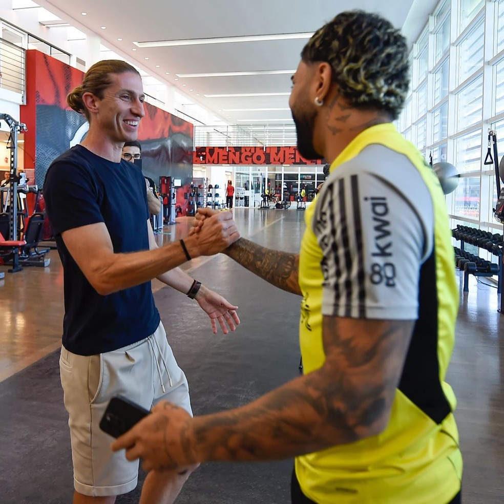 Filipe Luis e Gabigol no Flamengo  Foto: Marcelo Cortes /CRF