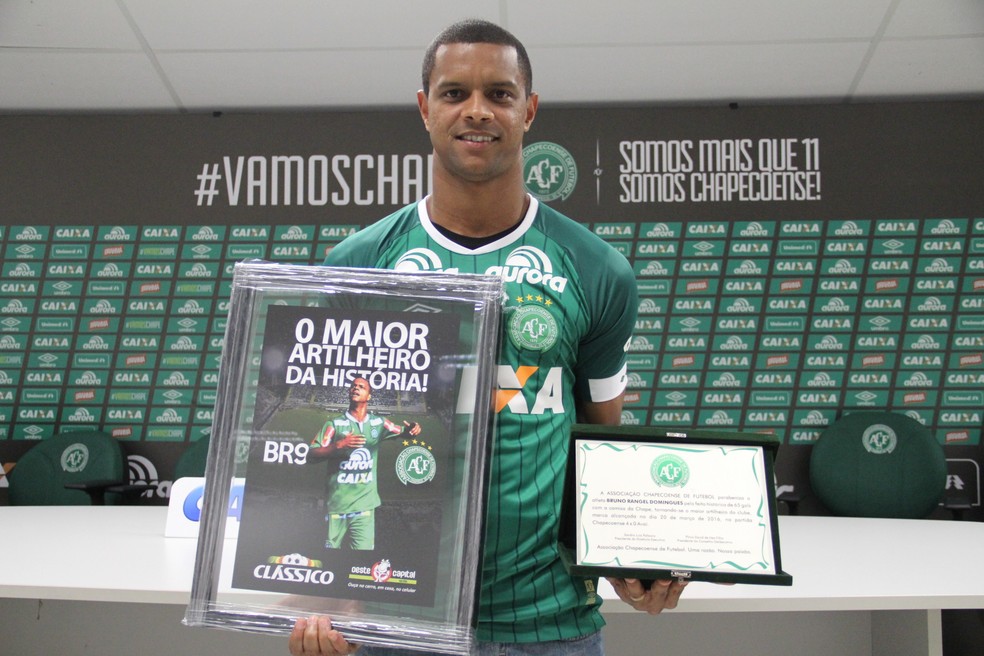 Com 81 gols marcados, Bruno Rangel é o maior artilheiro da história da Chapecoense — Foto: Cleberson Silva/Chapecoense