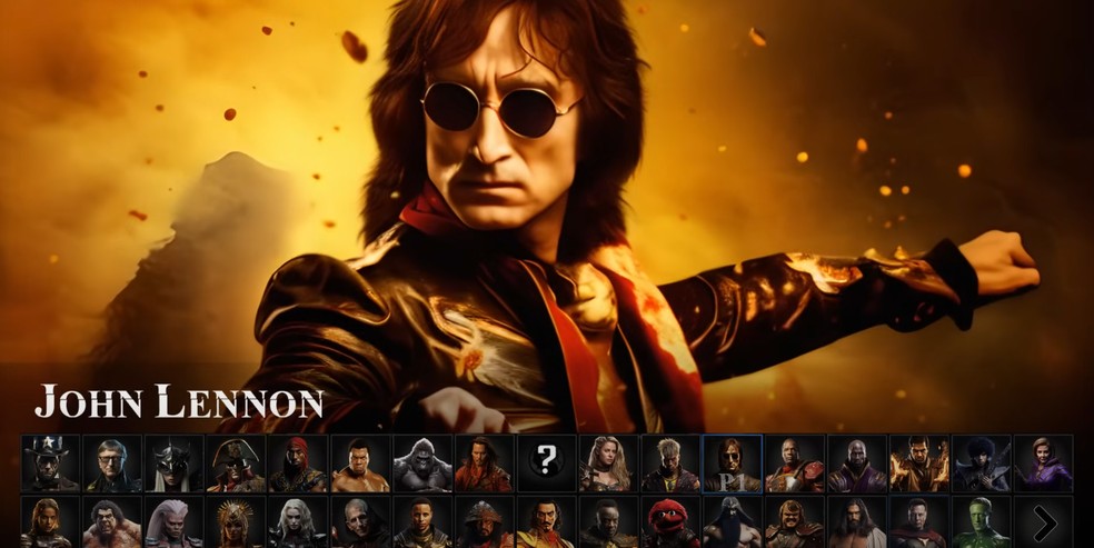 John Lennon recriado com inteligência artificial no Mortal Kombat 3 — Foto: Divulgação/Interdimensional