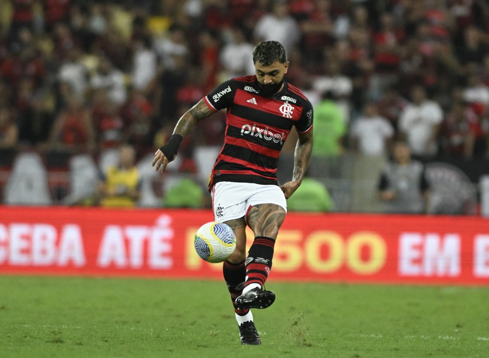 Gabigol em ao no Flamengo x Bahia  Foto: Andr Duro / ge