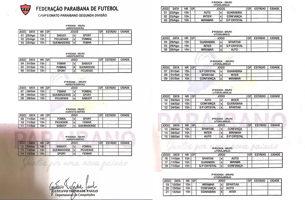 FPF divulga regulamento, modo de disputa e tabela base da