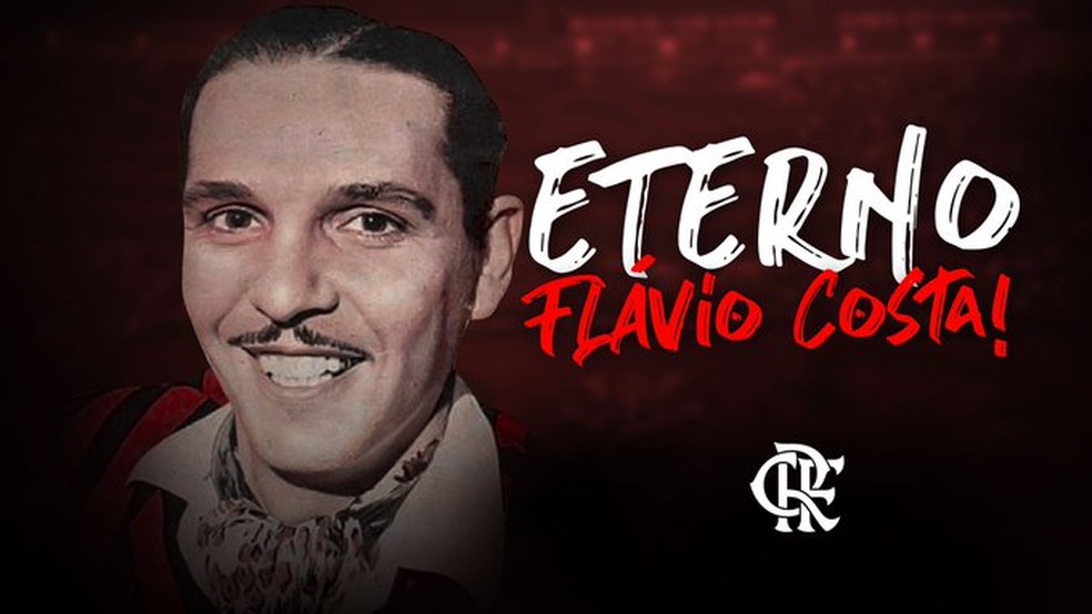 Flávio Costa em homenagem feita pelo Flamengo — Foto: Reprodução