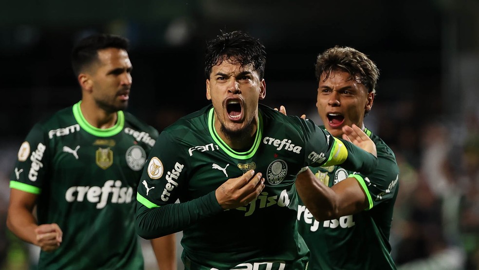 Coritiba x Palmeiras, comemoração do gol de Gustavo Gómez — Foto: Cesar Greco/Palmeiras
