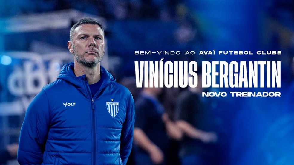 Vinícius Bergantin é anunciado como novo técnico do Avaí — Foto: Divulgação/AFC
