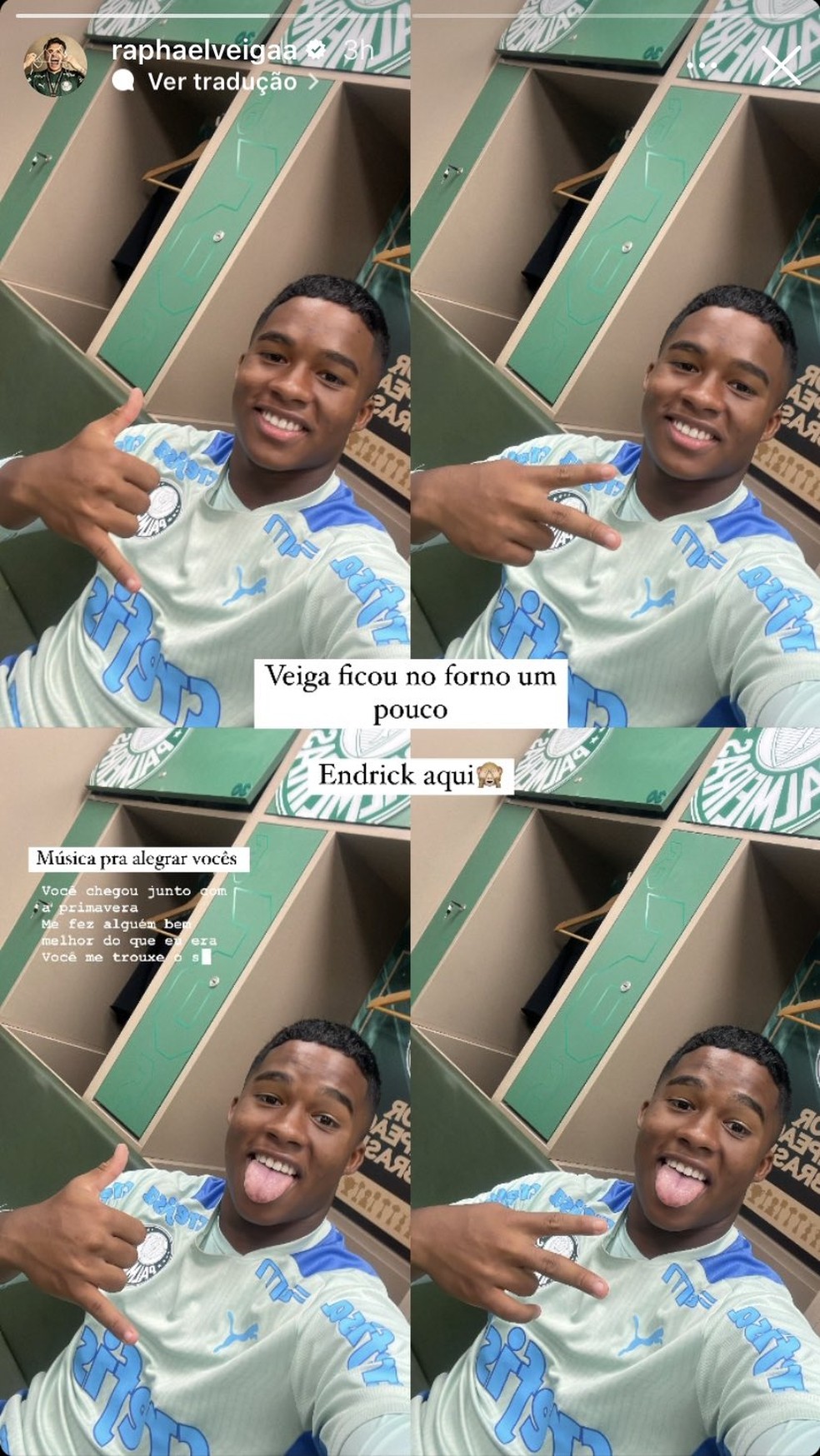 Endrick "invade" perfil de Raphael Veiga no Instagram — Foto: Reprodução