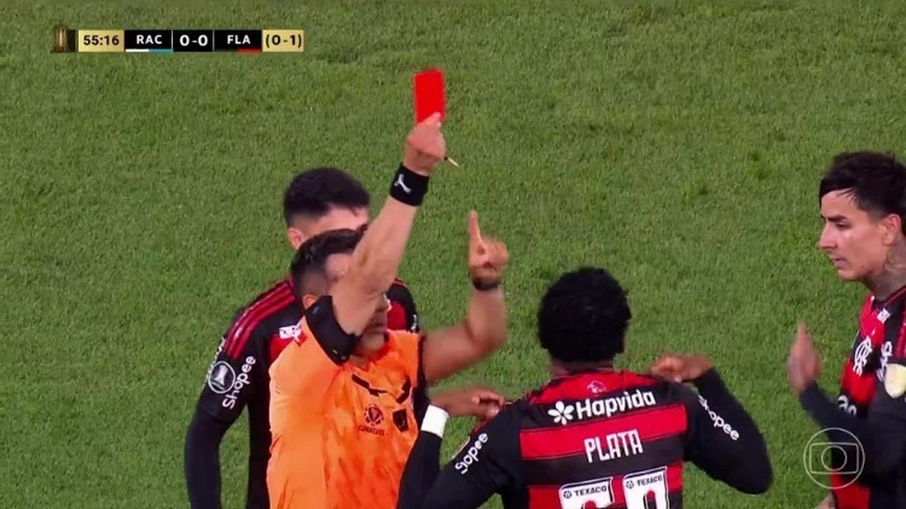 Racing x Flamengo: Expulsão de Plata por falta em Rojo tumultua jogo decisivo; veja o vídeo!