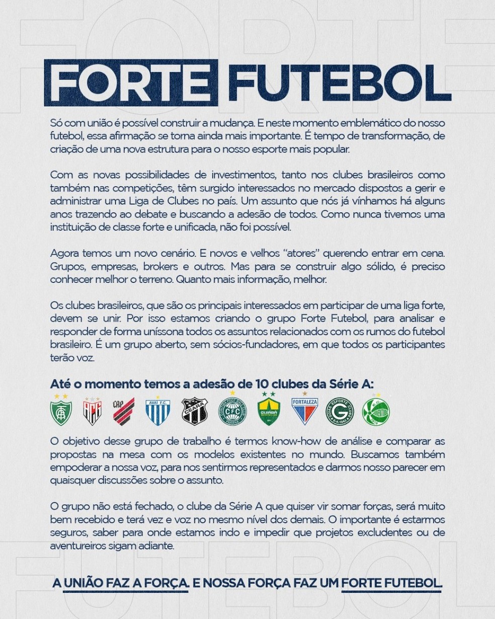 Clubes se dividem em grupos e criam liga única no Brasil