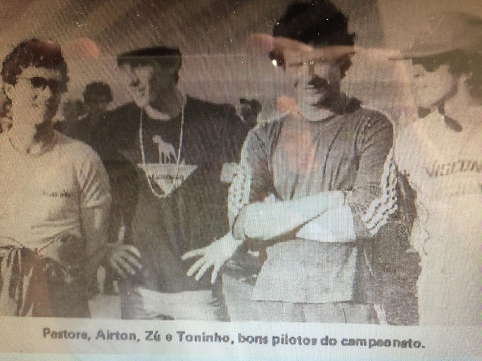 Ayrton Senna e Angelo Zu competiram no kartódromo em Uberlândia — Foto: Arquivo