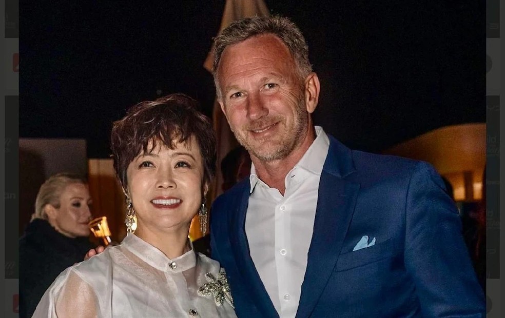 Stella Li com Christian Horner — Stella Li, da BYD, em foto com Christian Horner, ex-chefe da Red Bull — Foto: Reprodução