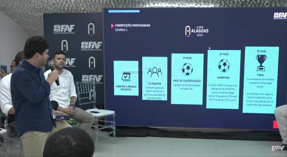 Felipe Feijó fala sobre proposta para o calendário do futebol alagoano em 2024 — Foto: Reprodução FAFTV
