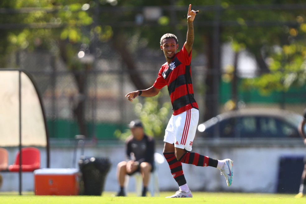 Pedrinho, filho de Beto, brilha no cl&aacute;ssico contra o Botafogo &mdash; Foto: Gilvan de Souza / Flamengo