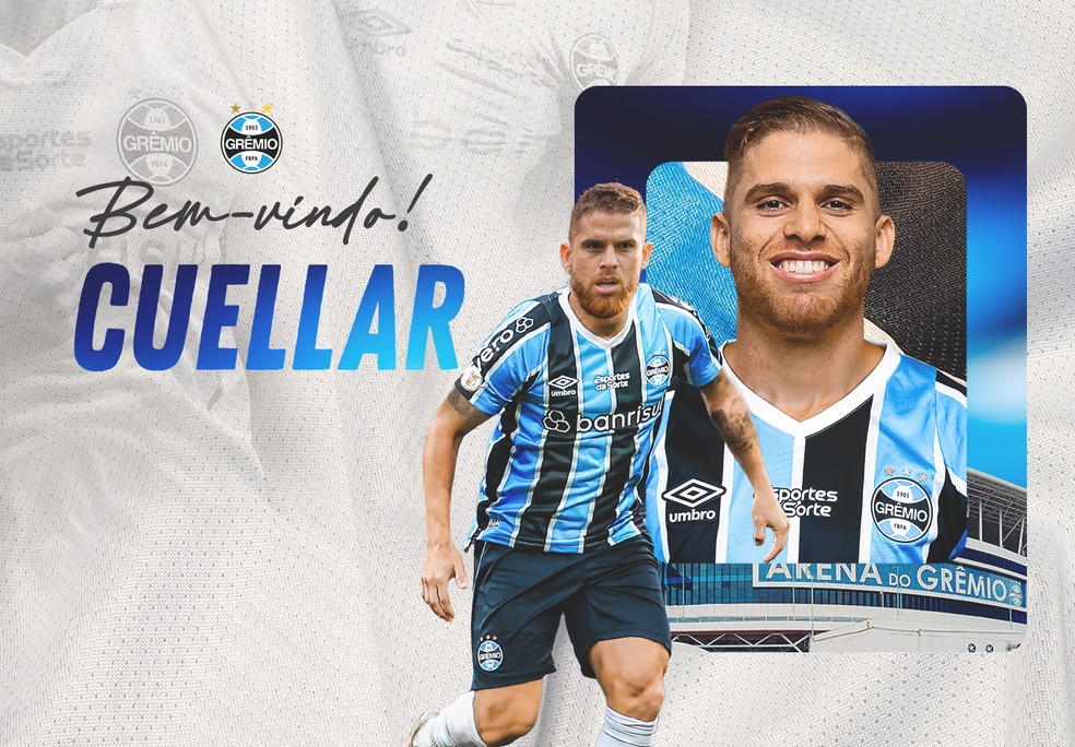 Cuéllar anunciado pelo Grêmio — Foto: Reprodução, Grêmio