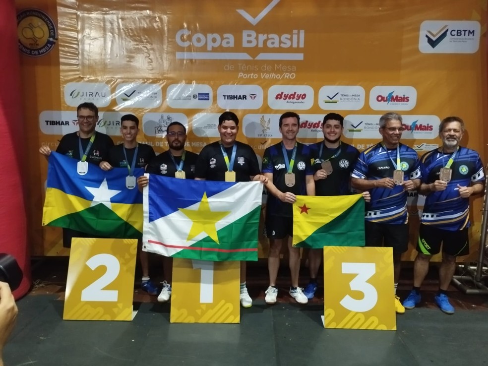 Eriton Holanda e Gustavo Rodrigues são bronze nas duplas masculinas na Copa Brasil de Tênis de Mesa, em Porto Velho — Foto: Divulgação/FTMEAC