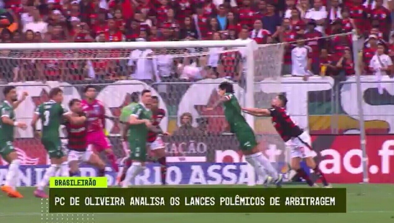 Título: Palmeiras contesta arbitragem em lances polêmicos contra o Flamengo — PC Oliveira comentaChamadas curtas / legendas:  1. Palmeiras questiona decisões e à arbitragem em jogo tenso contra o Flamengo  2