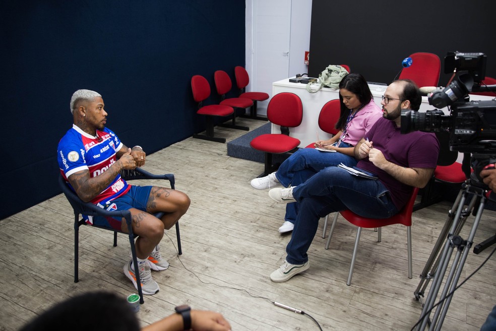 Marinho, do Fortaleza, em entrevista ao ge — Foto: Fabiane de Paula/SVM