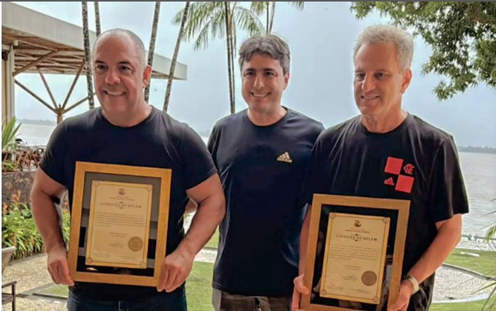 Marcos Braz e Rodolfo Landim recebem título de cidadão honorário de Belém — Foto: Reprodução