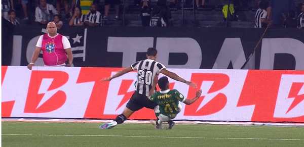 Estêvão substituído por lesão no tornozelo durante jogo entre Botafogo e Palmeiras