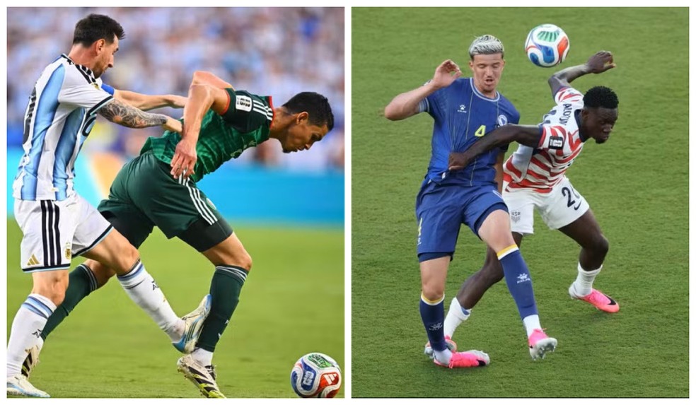 Messi e Balogun: argentino não recebeu cartão, e americano foi expulso — Foto: Getty Images