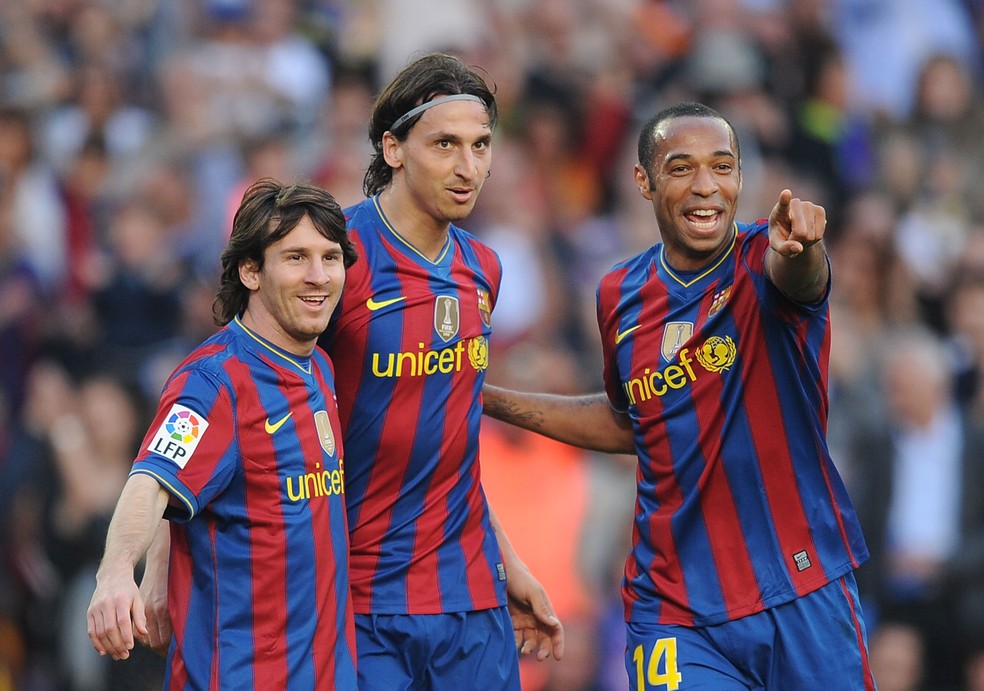 Messi, Ibrahimović e Henry pelo Barcelona