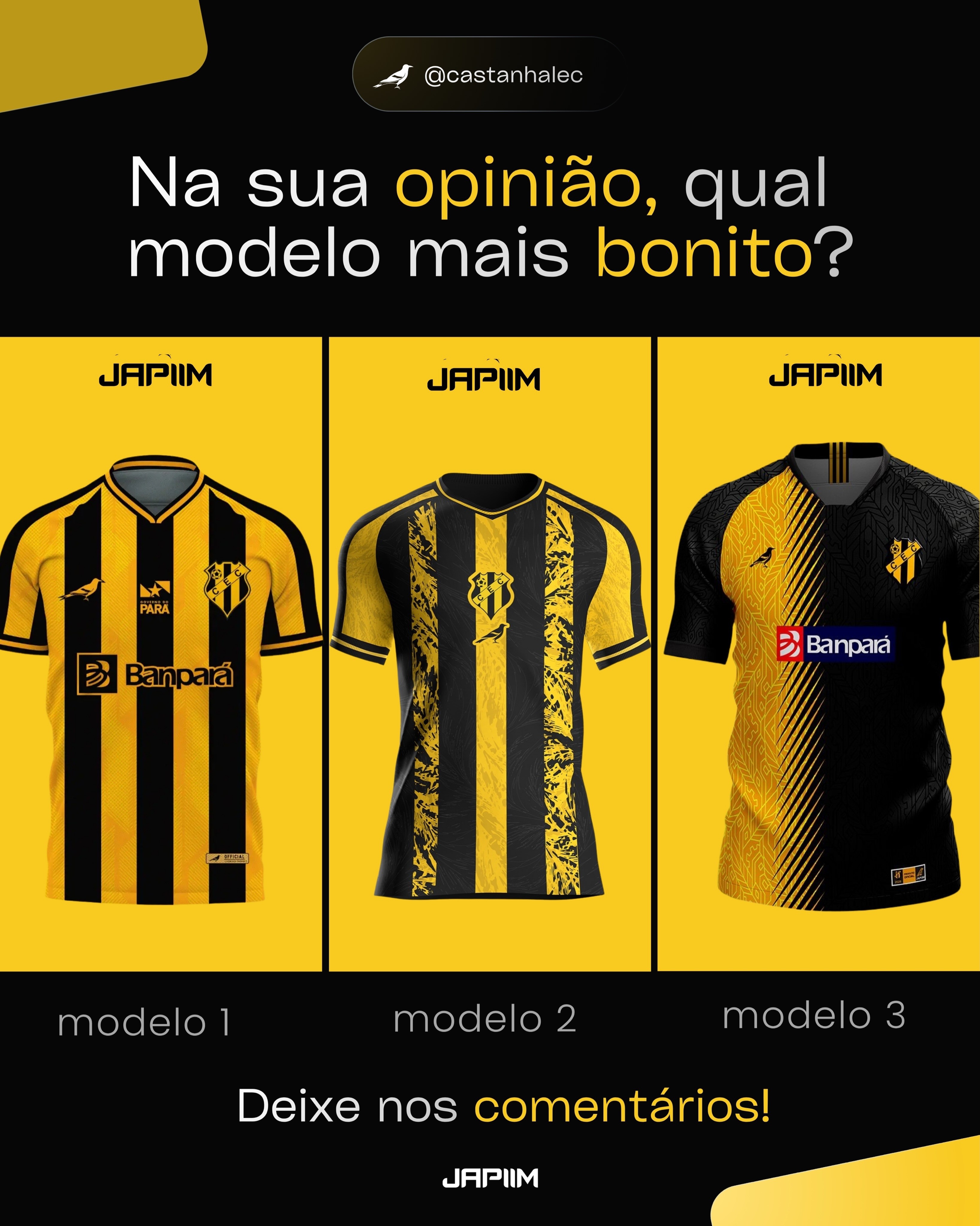 Torcedor do Castanhal pode escolher nova camisa para 2027; veja os modelos