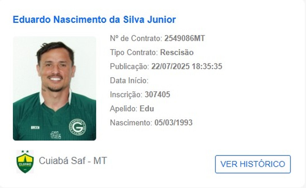 Rescisão de Edu foi publicada no BID da CBF