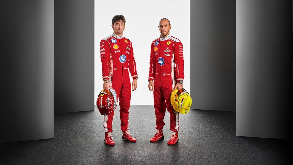 Charles Leclerc e Lewis Hamilton, dupla da Ferrari na F1 em 2026 — Foto: Divulgação