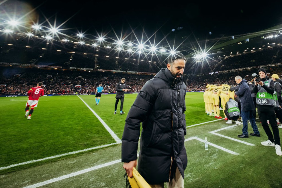 Rúben Amorim em ação na vitória do Manchester United sobre o Bodo/Glimt, na Liga Europa — Foto: Getty Images