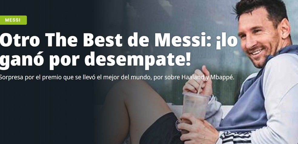 Diário Olé, da Argentina, destaca a surpresa do prêmio de Messi no Fifa The Best — Foto: Reprodução
