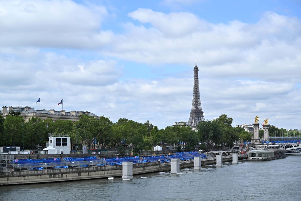 Rio Sena - Paris 2024 — Foto: Mustafa Yalcin/Anadolu via Getty Images