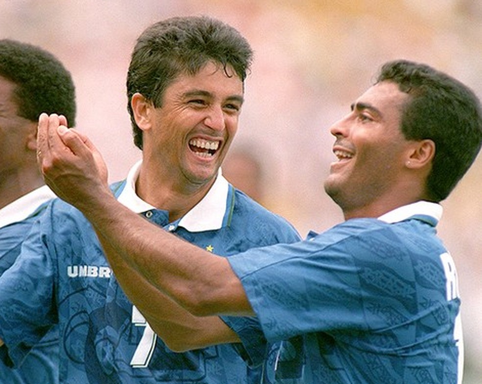 Mazinho, Bebeto, Romário, Seleção Brasileira, Brasil x Holanda, Copa 1994, — Foto: Getty Images