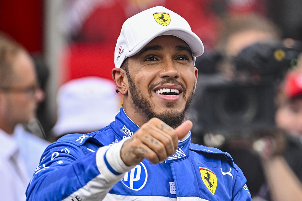 Lewis Hamilton foi terceiro colocado na corrida sprint do GP de Miami em 2025 — Foto: Miguel J. Rodriguez Carrillo/Anadolu via Getty Images