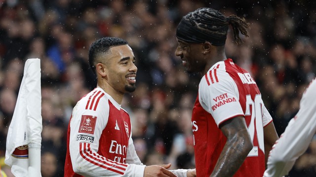 Gabriel Jesus comemora gol em Arsenal x Wigan