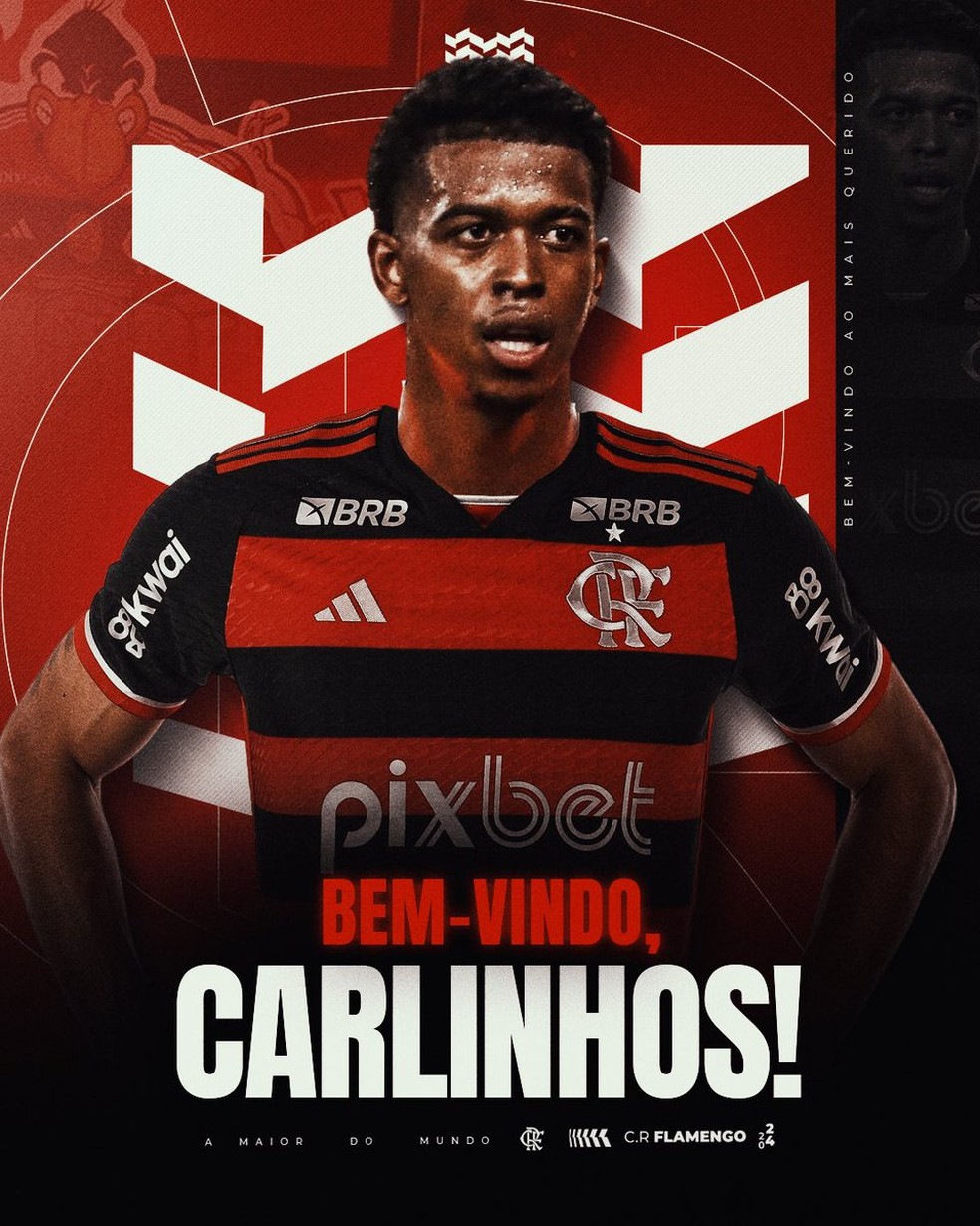 Carlinhos é anunciado pelo Flamengo — Foto: Divulgação / Flamengo