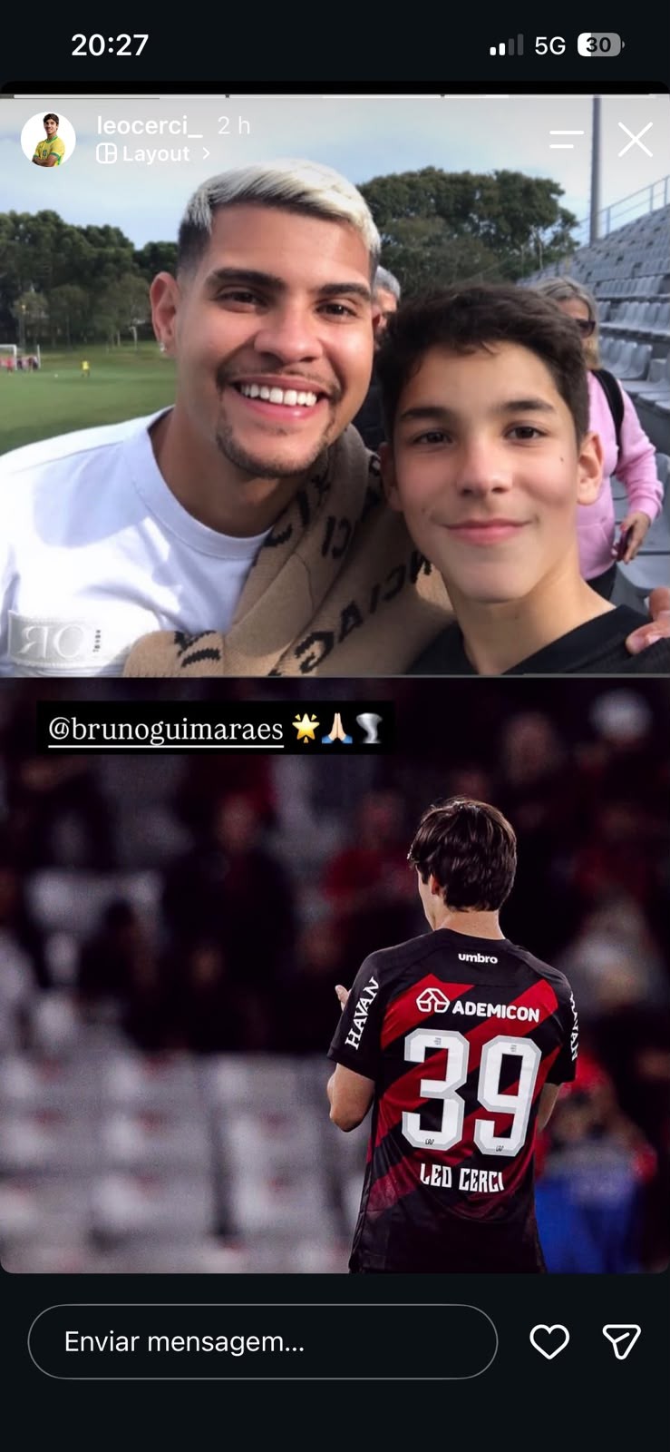 Bruno Guimarães manda recado à joia do Athletico após homenagem em jogo do Brasileirão; veja