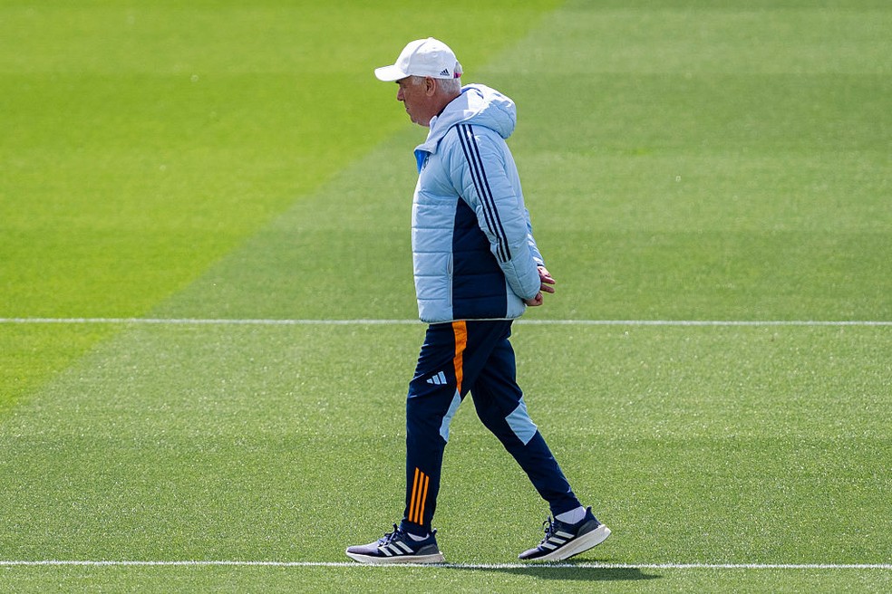 Carlo Ancelotti terá mais dois jogos no comando do Real Madrid nesta temporada — Foto: Getty Images