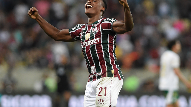 Arias comemora gol do Fluminense contra o Palmeiras