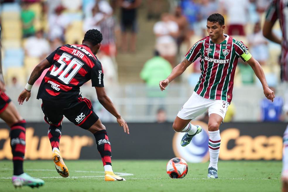 Thiago Silva e Plata - Flamengo x Fluminense — Foto: MARCELO GONÇALVES / FLUMINENSE F.C.