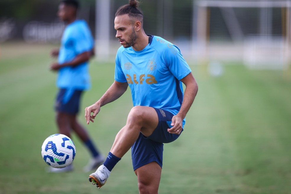Braithwaite segue no ataque do Grêmio, mas pode atuar mais recuado — Foto: Lucas Uebel / Grêmio FBPA