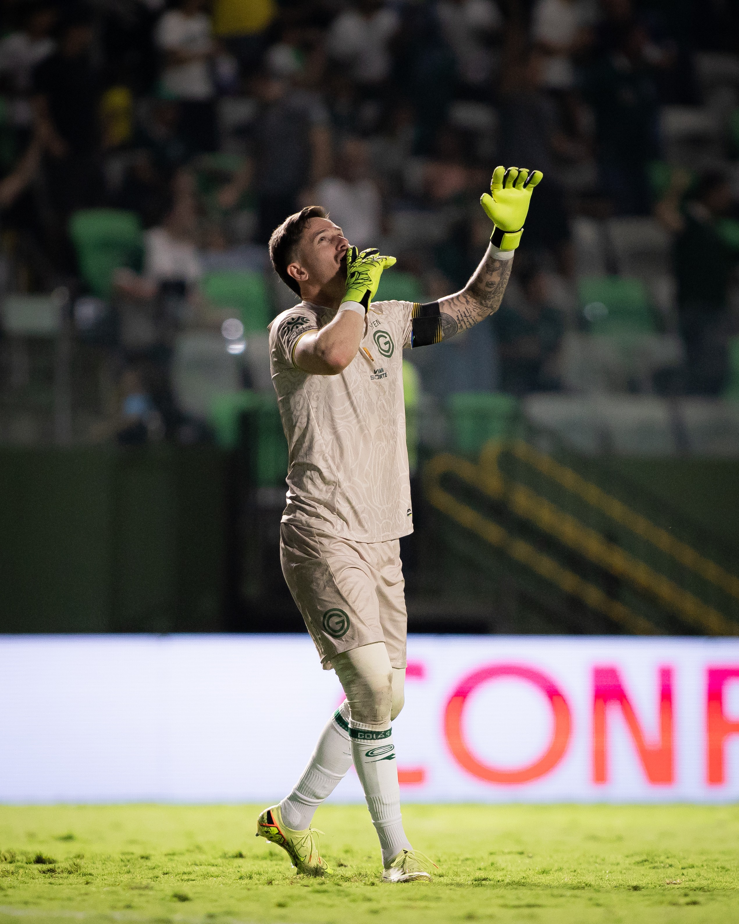 Tadeu durante jogo pelo Goiás comemorando