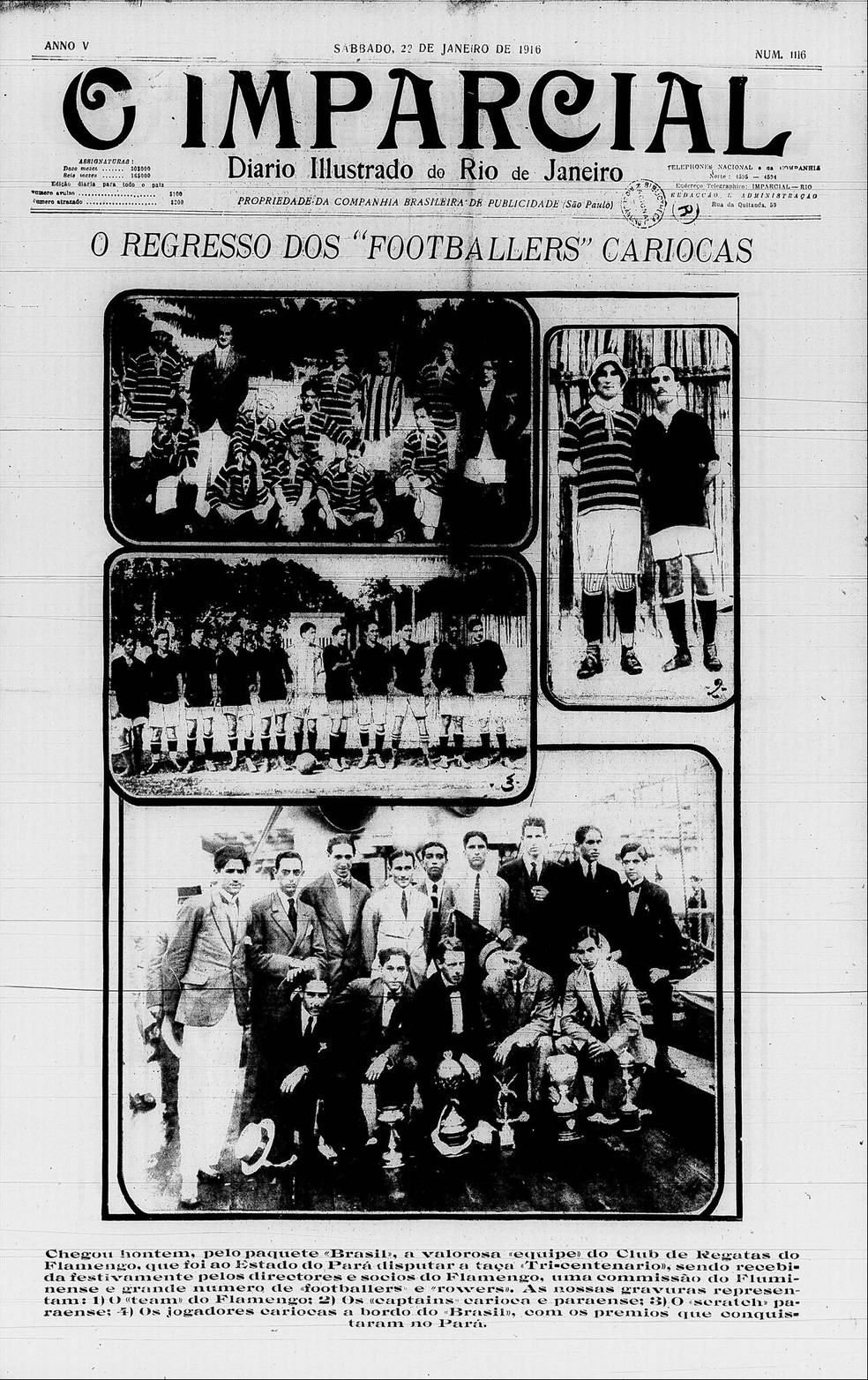 Imparcial, dia 22/01/1916 — Foto: Reprodução